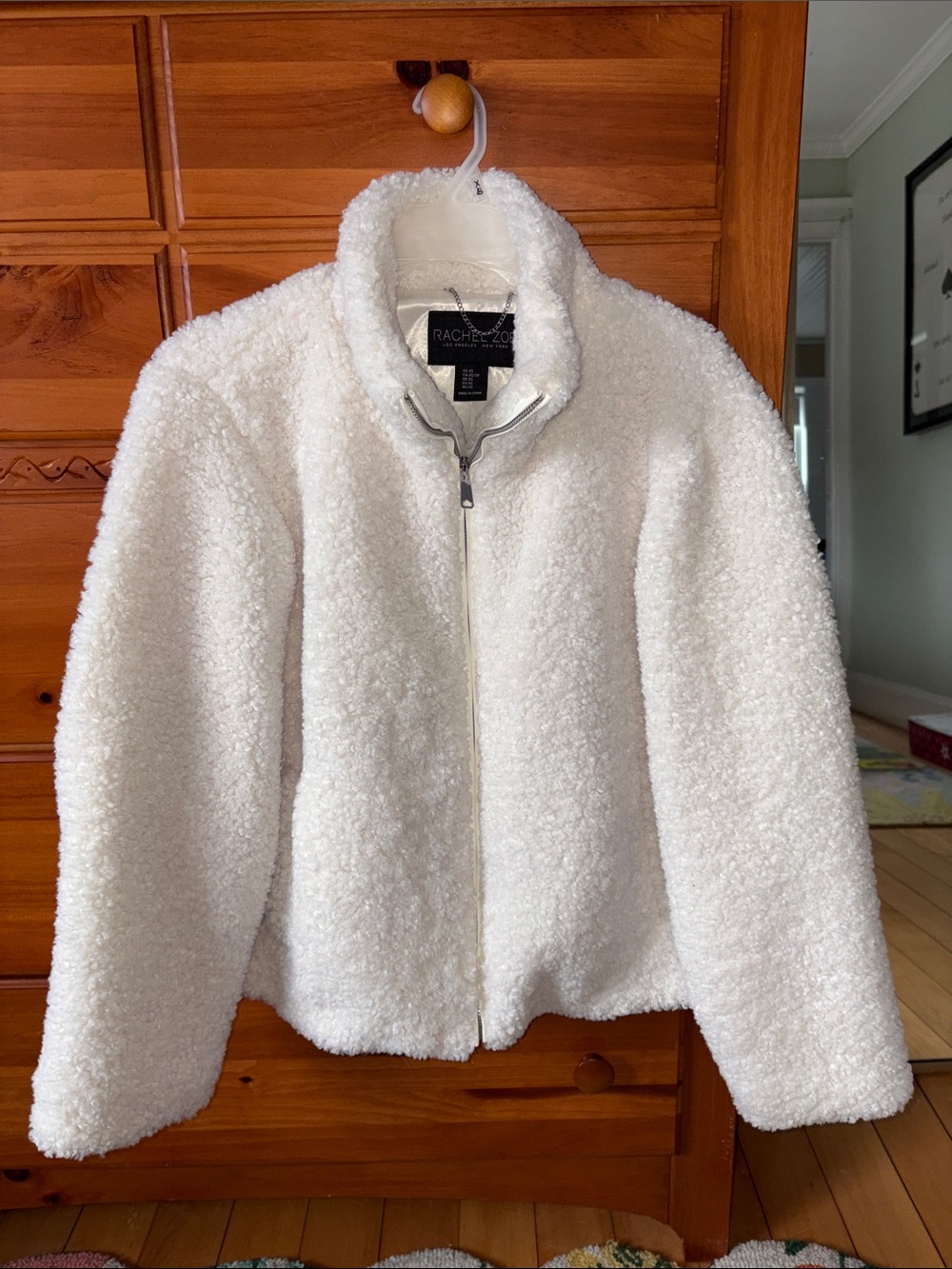 Rachel Zoe Cream Teddy Sherpa Zip Jacket